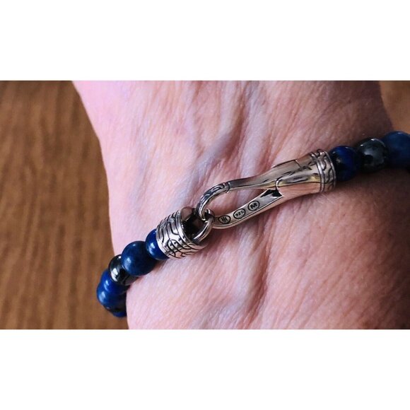 Brand New W/Tags John Hardy Lapis Lazuli, Sodalite & Hematite Bead Bracelet Sz M - Picture 3 of 9